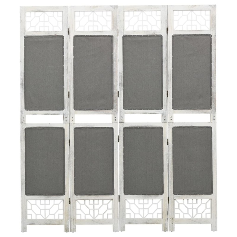 vidaXL Biombo divisor de 4 paneles de tela gris 140x165 cm vidaXL Biombo divisor de 4 paneles de tela gris 140x165 cm