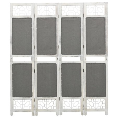 vidaXL Biombo divisor de 4 paneles de tela gris 140x165 cm