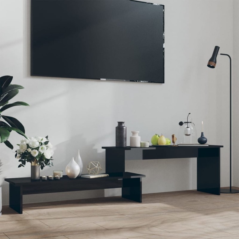 vidaXL Mueble para TV madera contrachapada negro brillante 180x30x43cm vidaXL Mueble para TV madera contrachapada negro brillante 180x30x43cm