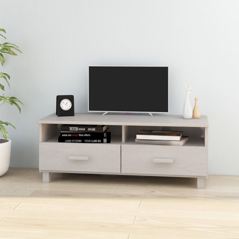 vidaXL Mueble de TV HAMAR madera maciza de pino blanco 106x40x40 cm