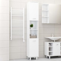 vidaXL Armario de baño madera contrachapada blanco brillo 30x30x179 cm