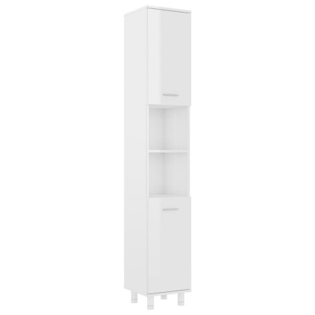 vidaXL Armario de baño madera contrachapada blanco brillo 30x30x179 cm