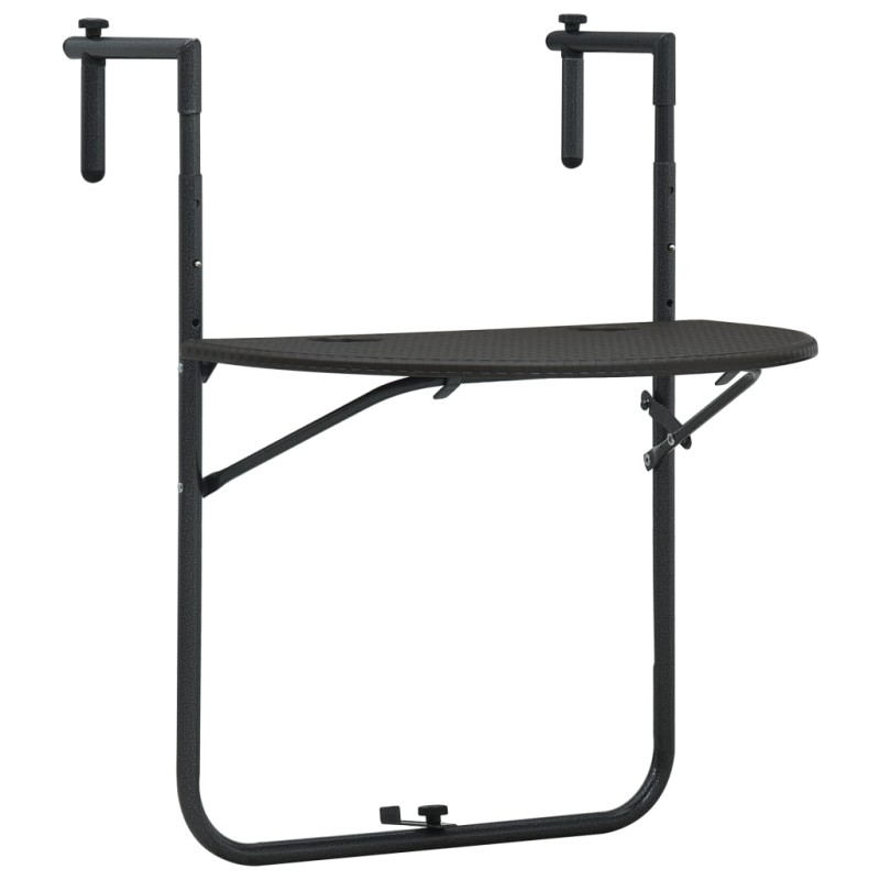 vidaXL Mesa balcón colgante plástico aspecto ratán marrón 60x64x83,5cm vidaXL Mesa balcón colgante plástico aspecto ratán marrón 60x64x83,5cm