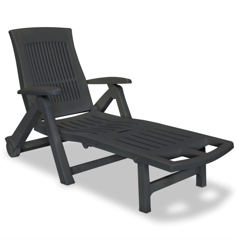 vidaXL Tumbona con reposapiés de plástico gris antracita vidaXL Tumbona con reposapiés de plástico gris antracita