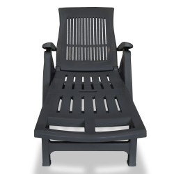 vidaXL Tumbona con reposapiés de plástico gris antracita