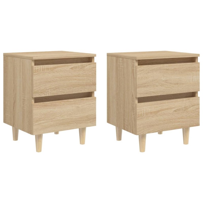 vidaXL Mesitas de noche 2 uds patas de madera roble Sonoma 40x35x50 cm vidaXL Mesitas de noche 2 uds patas de madera roble Sonoma 40x35x50 cm