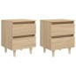vidaXL Mesitas de noche 2 uds patas de madera roble Sonoma 40x35x50 cm vidaXL Mesitas de noche 2 uds patas de madera roble Sonoma 40x35x50 cm