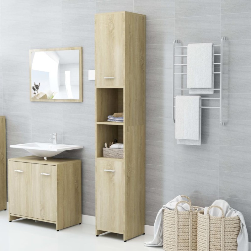 vidaXL Armario de baño madera contrachapada color roble 30x30x183,5 cm vidaXL Armario de baño madera contrachapada color roble 30x30x183,5 cm