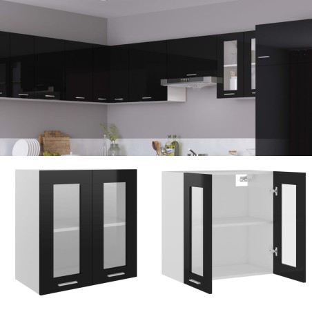 vidaXL Armario colgante cocina contrachapada negro brillo 60x31x60 cm