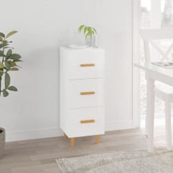 vidaXL Aparador de madera contrachapada blanco brillante 34,5x34x90 cm