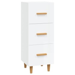 vidaXL Aparador de madera contrachapada blanco brillante 34,5x34x90 cm