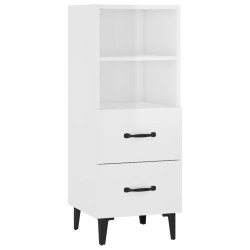 vidaXL Aparador de madera contrachapada blanco brillante 34,5x34x90 cm