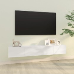 vidaXL Mueble de TV pared 2 uds madera blanco brillante 100x30x30 cm
