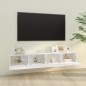 vidaXL Mueble de TV pared 2 uds madera blanco brillante 100x30x30 cm