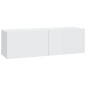 vidaXL Mueble de TV pared 2 uds madera blanco brillante 100x30x30 cm