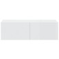 vidaXL Mueble de TV pared 2 uds madera blanco brillante 100x30x30 cm