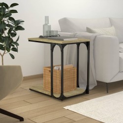 vidaXL Mesa auxiliar madera contrachapada roble Sonoma 50x35x52 cm