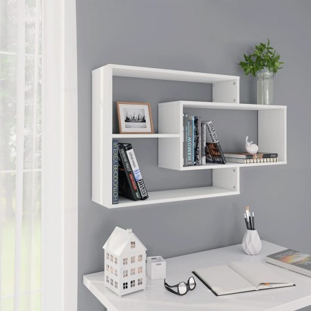 vidaXL Estantes de pared de madera contrachapada blanco 104x20x58,5 cm