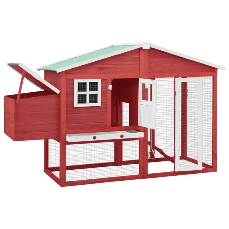 vidaXL Gallinero con ponedero madera maciza abeto rojo y blanco