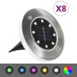 vidaXL Lámparas solares de suelo 8 unidades luces LED color RGB vidaXL Lámparas solares de suelo 8 unidades luces LED color RGB