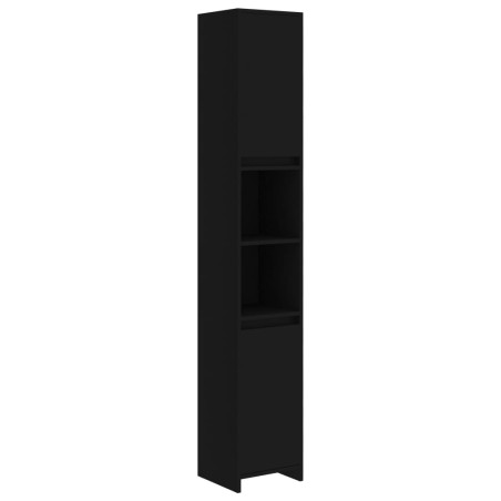 vidaXL Armario de baño de madera contrachapada negro 30x30x183,5 cm
