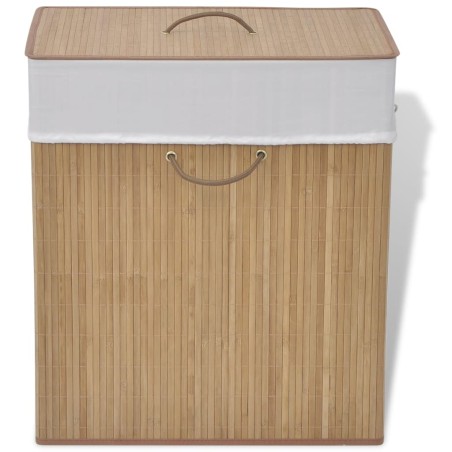 vidaXL Cesto de la ropa sucia de bambú rectangular color natural
