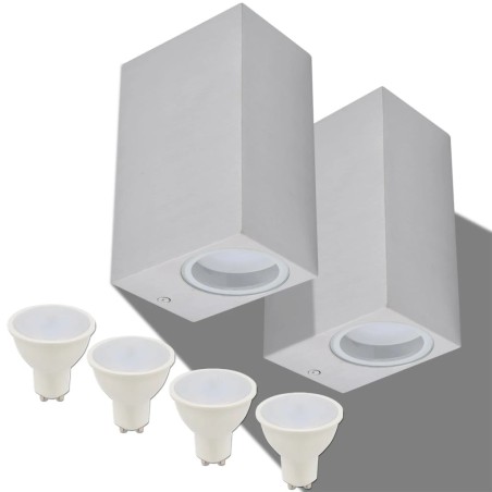vidaXL Lámpara de pared exterior 2 uds cuadrada ascendente/descendente