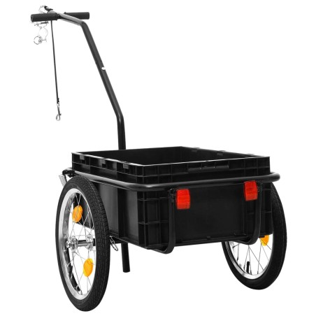 vidaXL Remolque de bicicleta/carrito de mano acero negro 155x60x83 cm