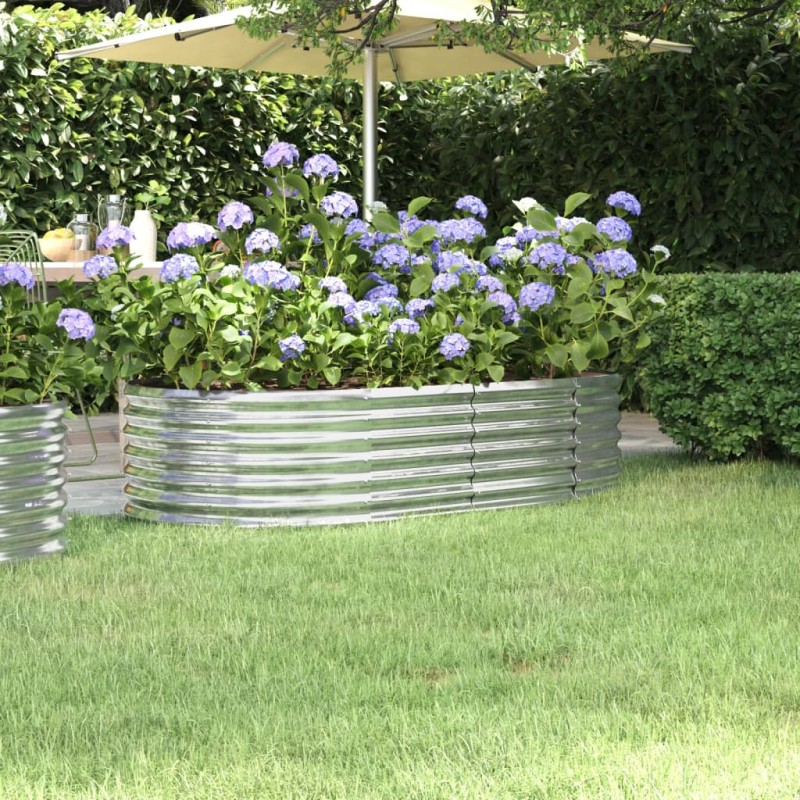 vidaXL Jardinera arriate acero recubrimiento polvo plata 152x80x36 cm vidaXL Jardinera arriate acero recubrimiento polvo plata 152x80x36 cm