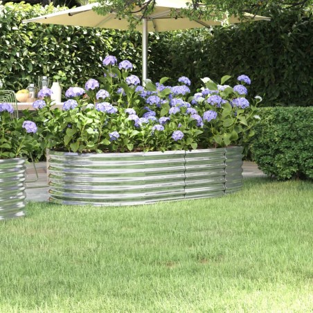 vidaXL Jardinera arriate acero recubrimiento polvo plata 152x80x36 cm