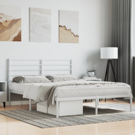 vidaXL Estructura de cama de metal con cabecero blanca 140x190 cm