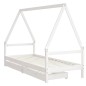 vidaXL Estructura cama niños con cajones madera pino blanco 90x200 cm vidaXL Estructura cama niños con cajones madera pino blanco 90x200 cm