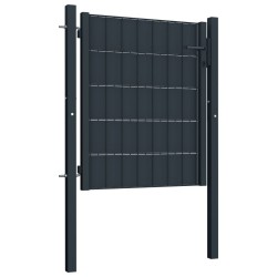 vidaXL Puerta de valla de PVC y acero gris antracita 100x101 cm  