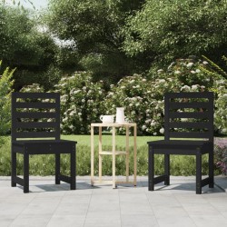 vidaXL Sillas de jardín 2 uds madera maciza pino negro 40,5x48x91,5 cm