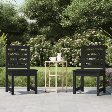 vidaXL Sillas de jardín 2 uds madera maciza pino negro 40,5x48x91,5 cm