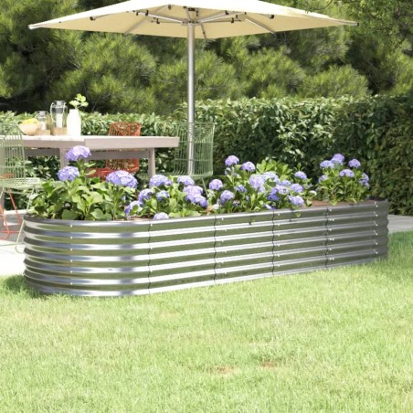 vidaXL Jardinera arriate acero recubrimiento polvo plata 224x80x36 cm