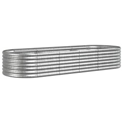 vidaXL Jardinera arriate acero recubrimiento polvo plata 224x80x36 cm