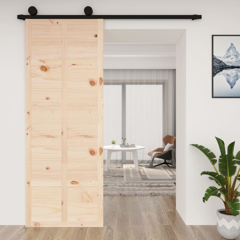 vidaXL Puerta de granero madera maciza pino 80x1,8x214 cm vidaXL Puerta de granero madera maciza pino 80x1,8x214 cm