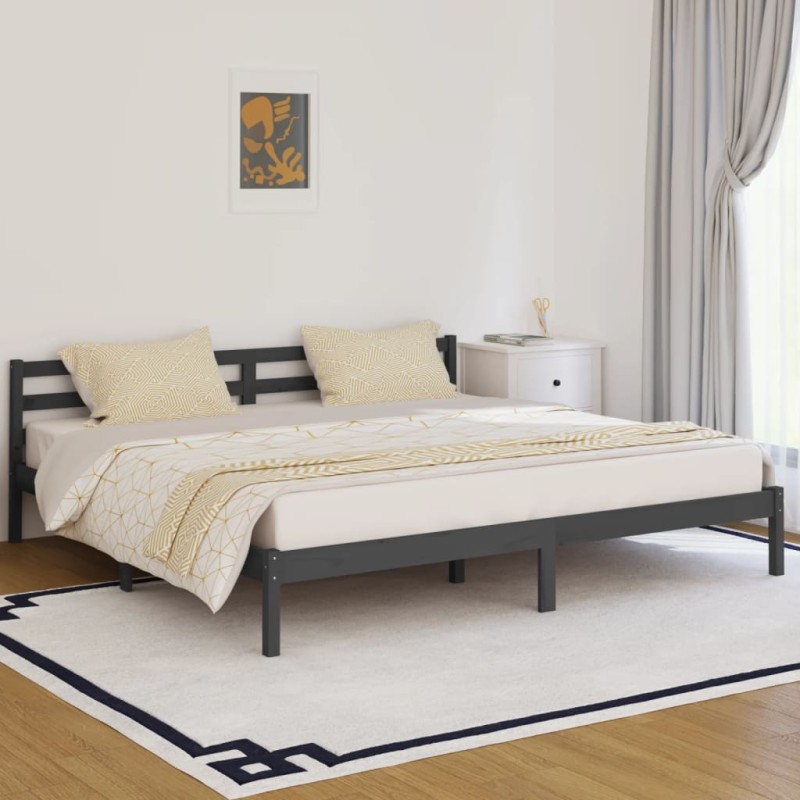 vidaXL Estructura de cama madera maciza de pino gris 200x200 cm vidaXL Estructura de cama madera maciza de pino gris 200x200 cm