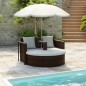vidaXL Cama de jardín con sombrilla ratán sintético marrón vidaXL Cama de jardín con sombrilla ratán sintético marrón