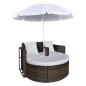 vidaXL Cama de jardín con sombrilla ratán sintético marrón vidaXL Cama de jardín con sombrilla ratán sintético marrón