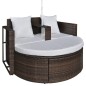 vidaXL Cama de jardín con sombrilla ratán sintético marrón vidaXL Cama de jardín con sombrilla ratán sintético marrón