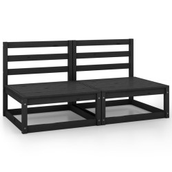 vidaXL Sofás central de jardín 2 unidades negro madera maciza de pino