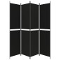 vidaXL Biombo divisor de 4 paneles de tela negro 200x220 cm vidaXL Biombo divisor de 4 paneles de tela negro 200x220 cm
