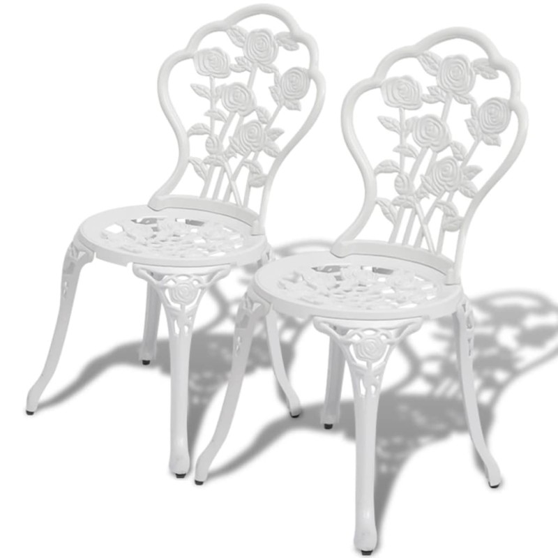 vidaXL Sillas de jardín bistró 2 unidades aluminio fundido blanco vidaXL Sillas de jardín bistró 2 unidades aluminio fundido blanco