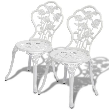 vidaXL Sillas de jardín bistró 2 unidades aluminio fundido blanco