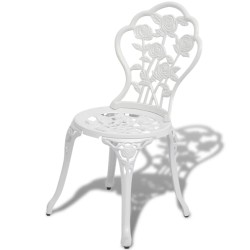 vidaXL Sillas de jardín bistró 2 unidades aluminio fundido blanco