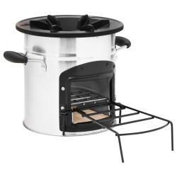 vidaXL Cocina leña camping acero inoxidable plateado 45,5x33x25,5 cm