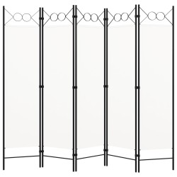 vidaXL Biombo divisor de 5 paneles blanco crema 200x180 cm