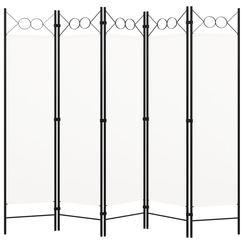 vidaXL Biombo divisor de 5 paneles blanco crema 200x180 cm vidaXL Biombo divisor de 5 paneles blanco crema 200x180 cm